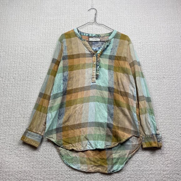 Anthropologie Tops - Anthropologie Isabella Sinclair Shirt Womens S Flannel Popover Plaid Tunic Boho
